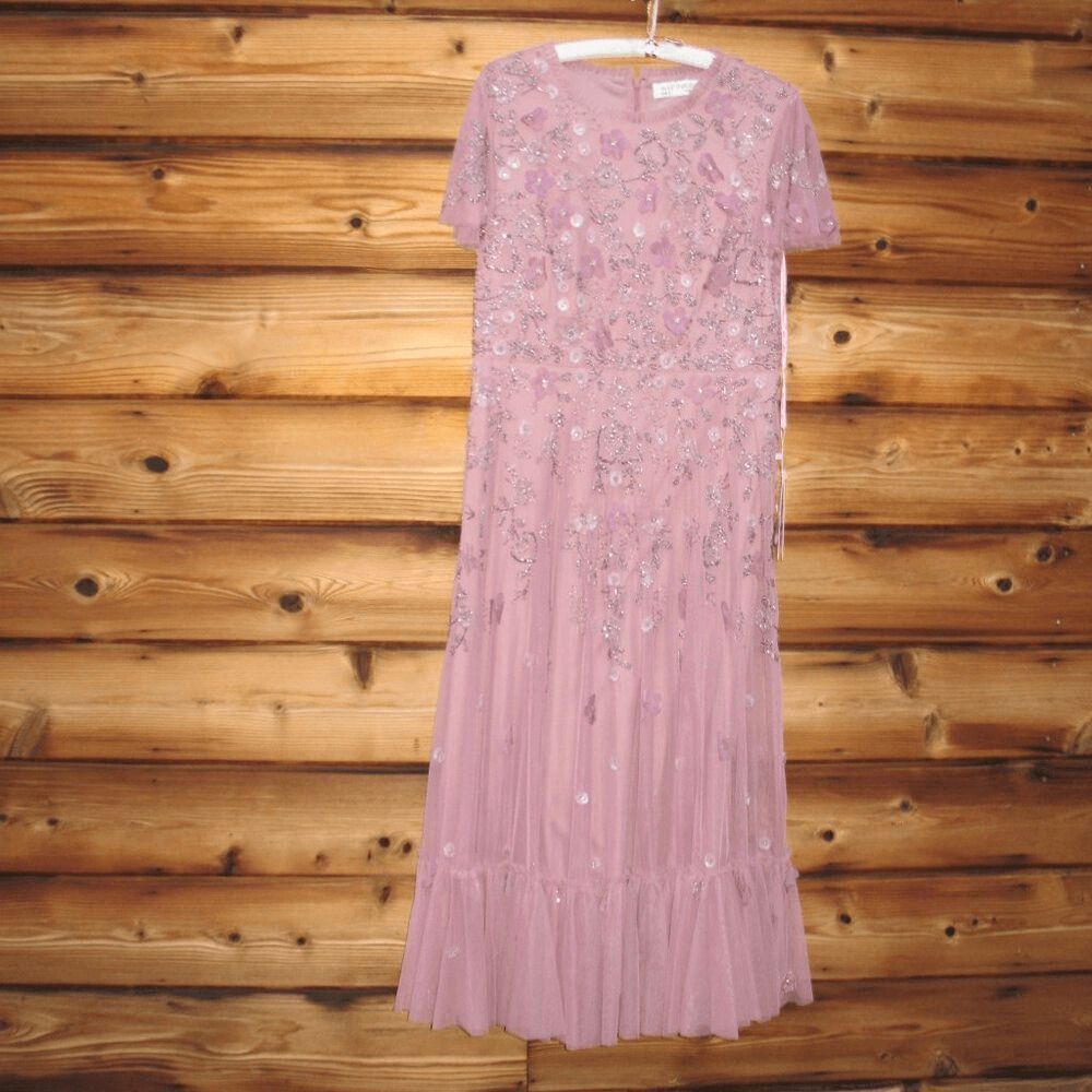MAC DUGGAL 9212 Embellished High Neck Cap Sleeve A Line Dress Pink 12 - Picture 6 of 15